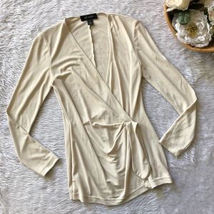 St. John Tops - St.John Light Cream Faux Wrap Blouse St. John Tops - St.John Light Cream Faux Wrap Blouse